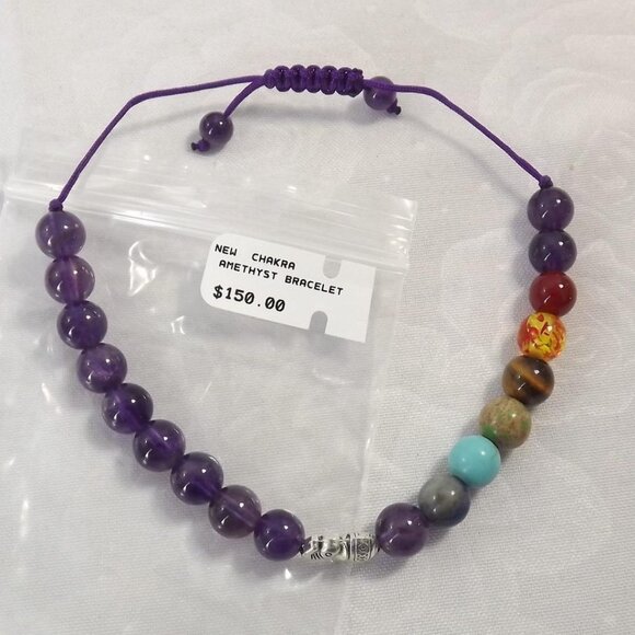 Genuine Amethyst Chakra Bracelet - Picture 2 of 8